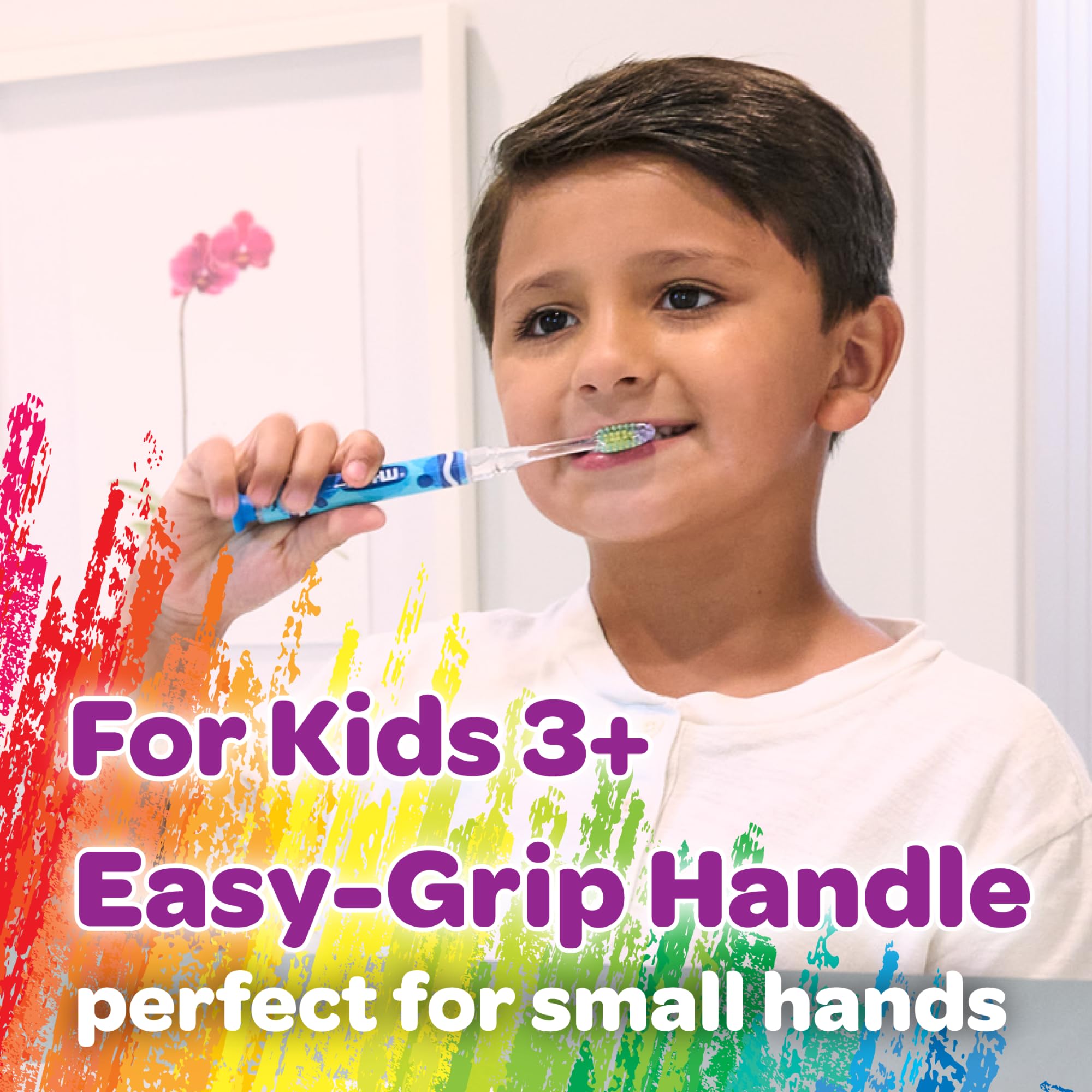 GUM Crayola Kids Light-Up Timer Toothbrush – Soft Bristles & Suction Cup (3+)