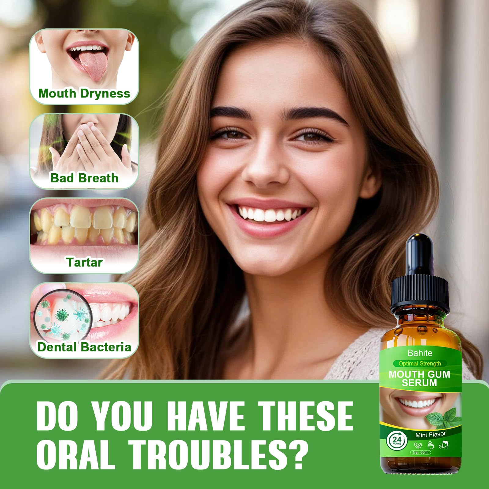 Gum Restore Drops – Bad Breath Treatment for Adults | Gum Regrowth for Receding Gums, Dry Mouth, Alcohol-Free Mint 60ML
