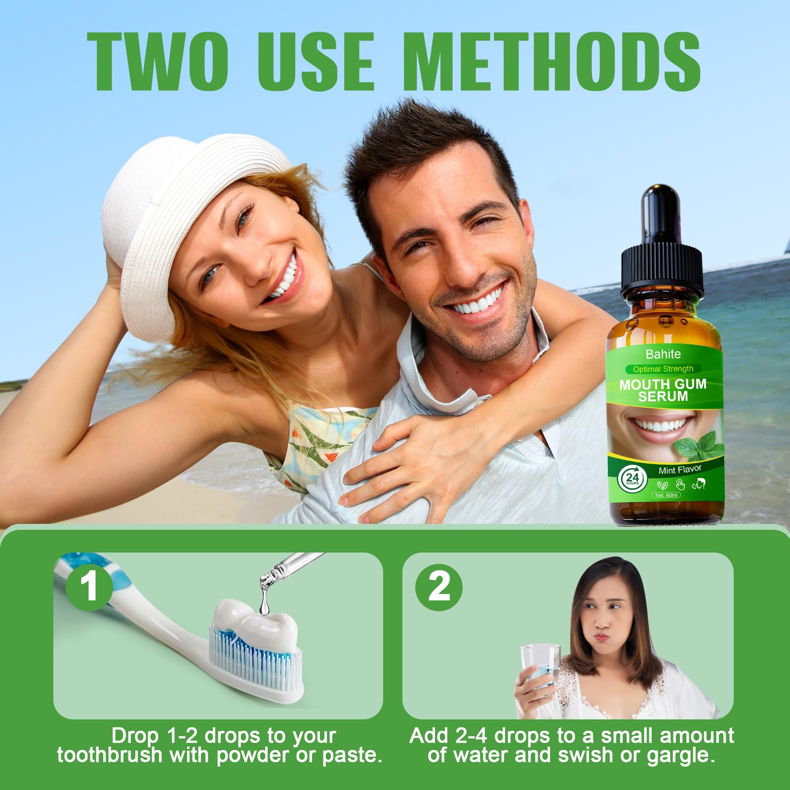 Gum Restore Drops – Bad Breath Treatment for Adults | Gum Regrowth for Receding Gums, Dry Mouth, Alcohol-Free Mint 60ML