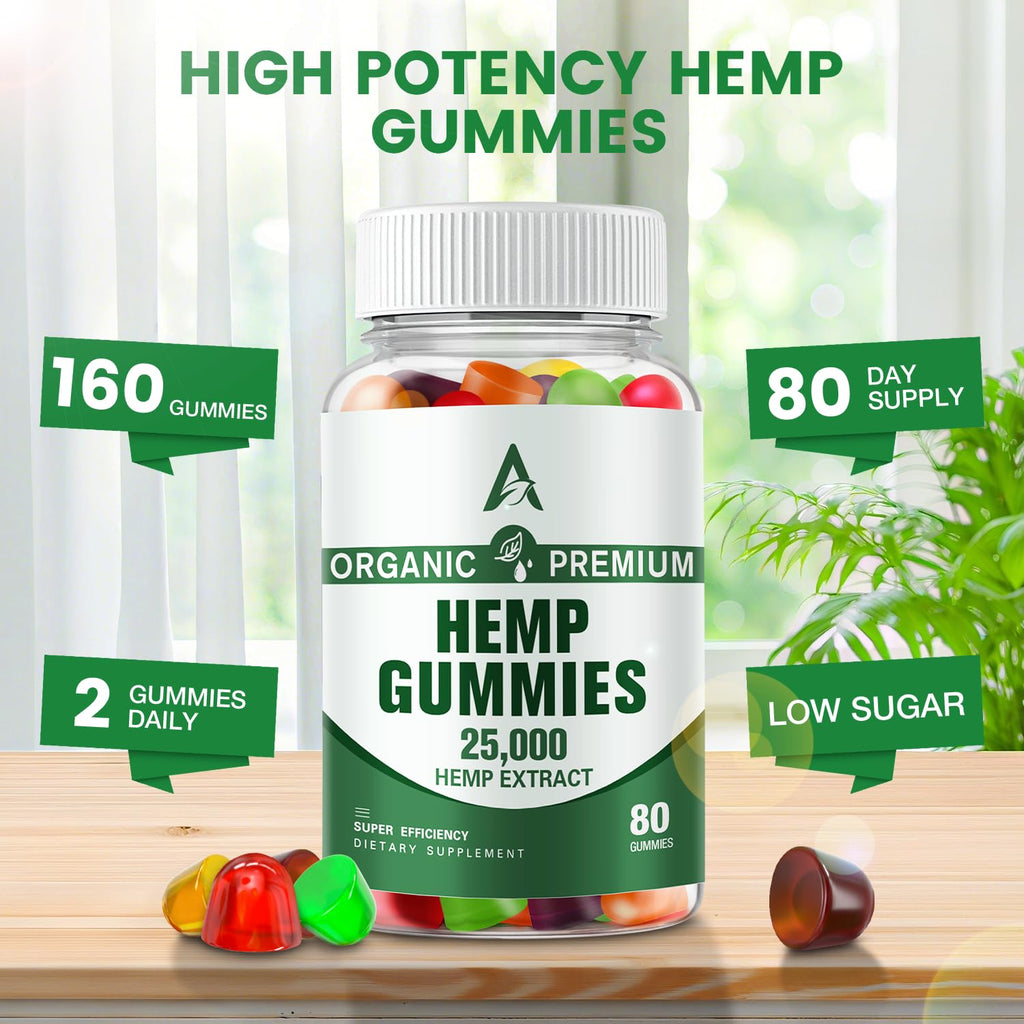 Hemp Gummies High Potency – Sleep, Anxiety & Pain Relief | Organic Extra Strength Hemp Gummies (2 Packs)