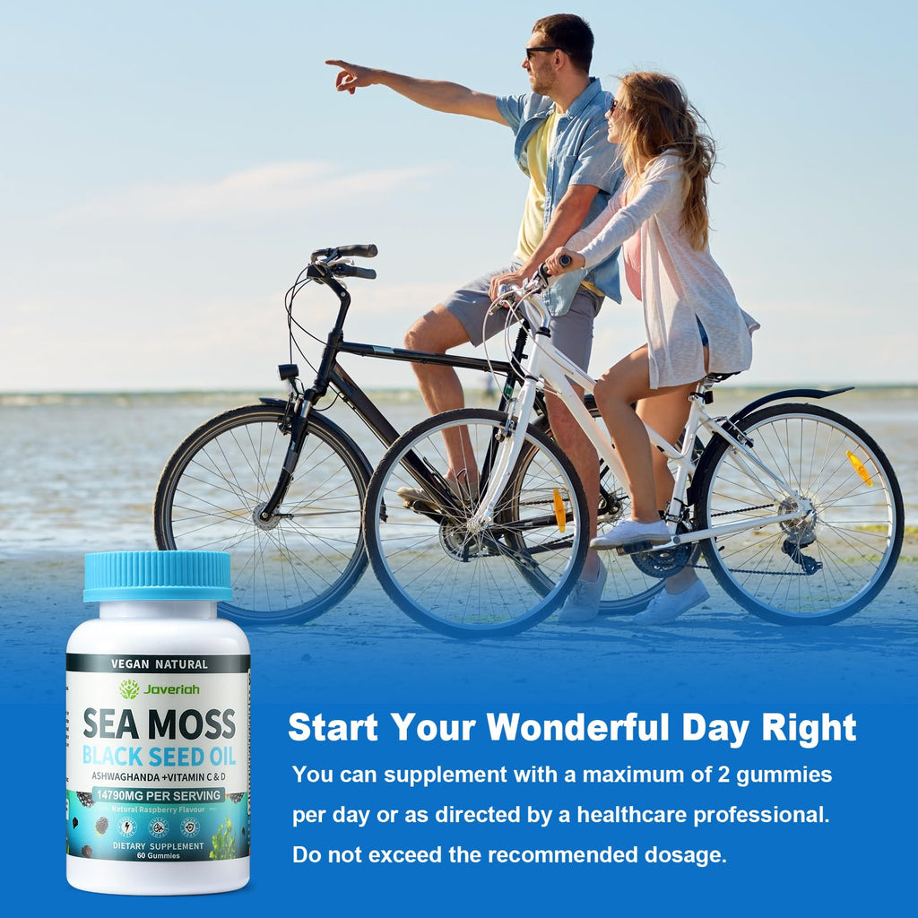 Vegan Ashwagandha Sea Moss Gummies - 60 Count | Immune Support, Digestive Health & 13-in-1 Bundle