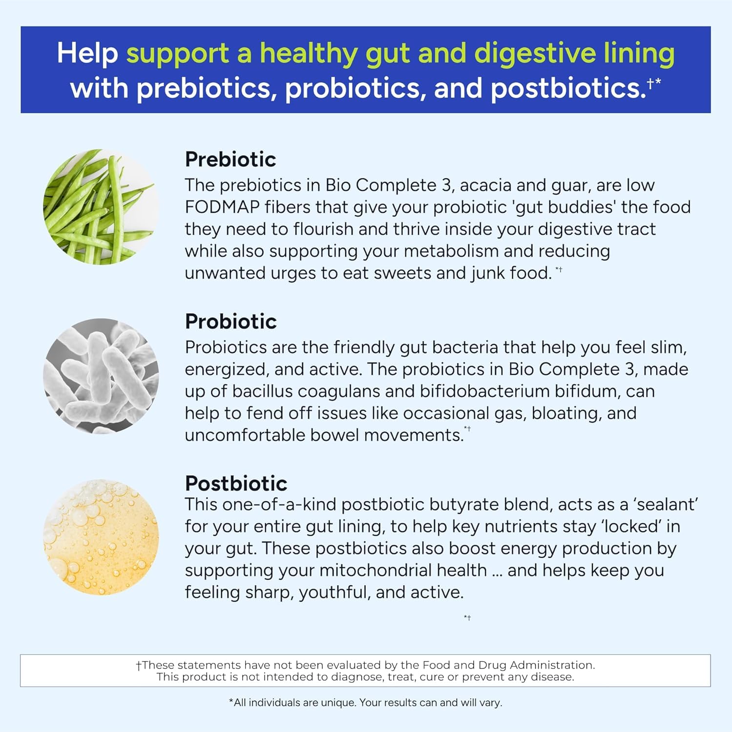 Gundry MD Bio Complete 3 — 3-in-1 Prebiotic, Probiotic, Postbiotic for Gut Health (90-Day Supply)