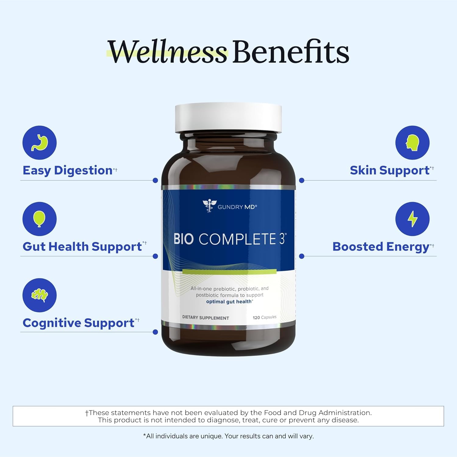 Gundry MD Bio Complete 3 — 3-in-1 Prebiotic, Probiotic, Postbiotic for Gut Health (90-Day Supply)