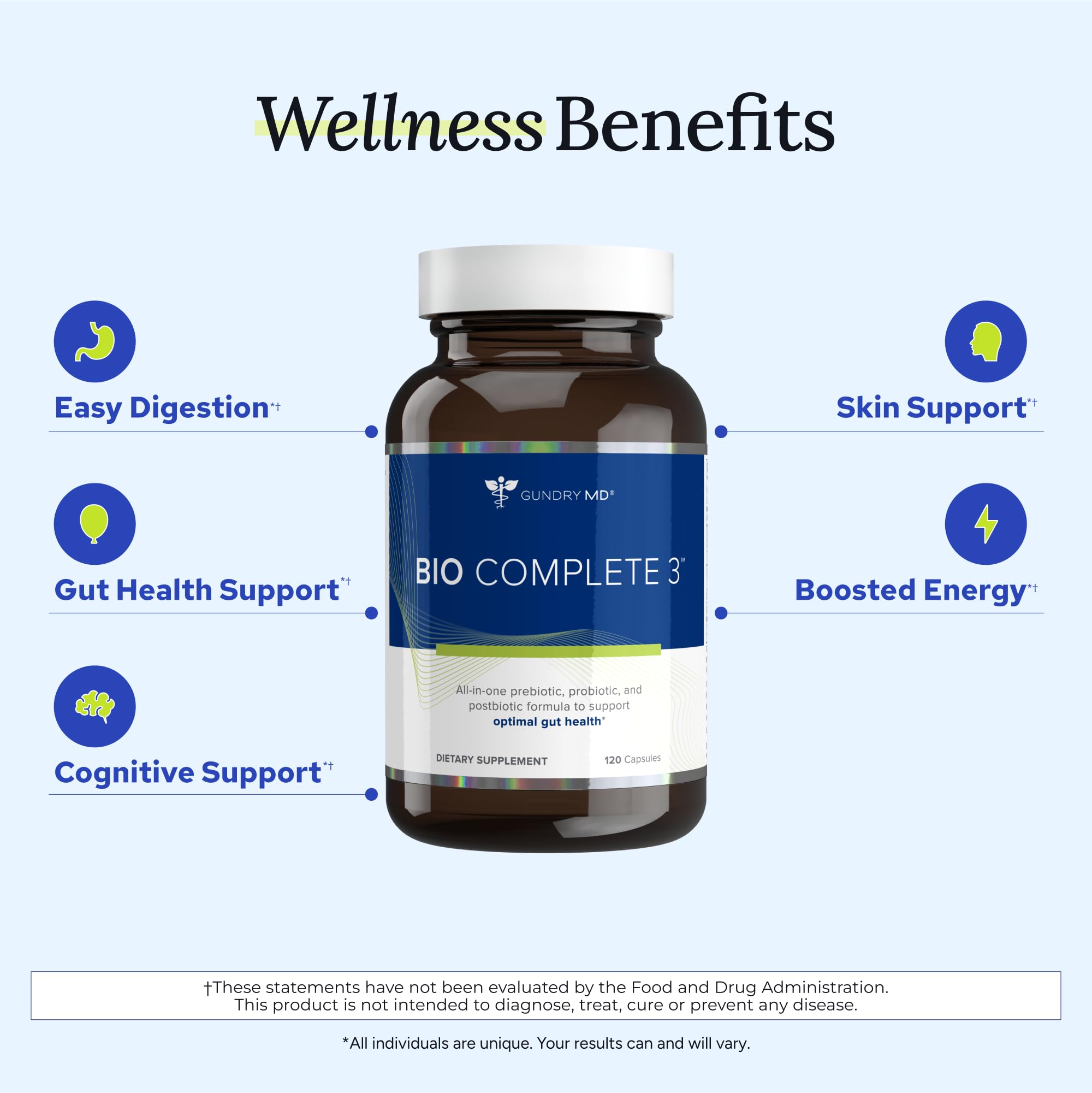 Gundry MD Bio Complete 3 — 3-in-1 Probiotics for Digestion, Energy, and Skin | 30 Day Supply