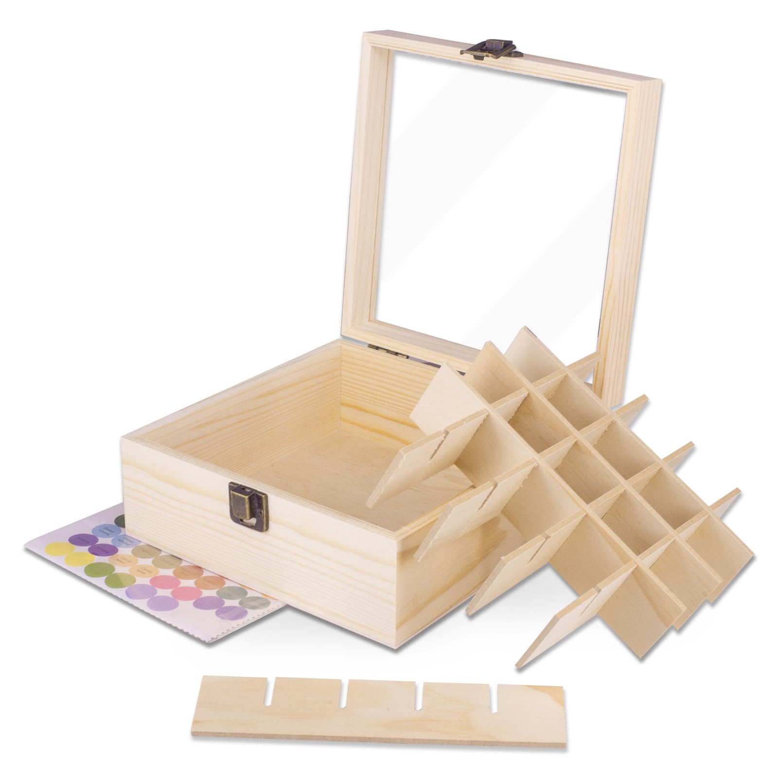 Guolich Essential Oil Storage Box – 25-Slot Wooden Display for 15 ml Bottles