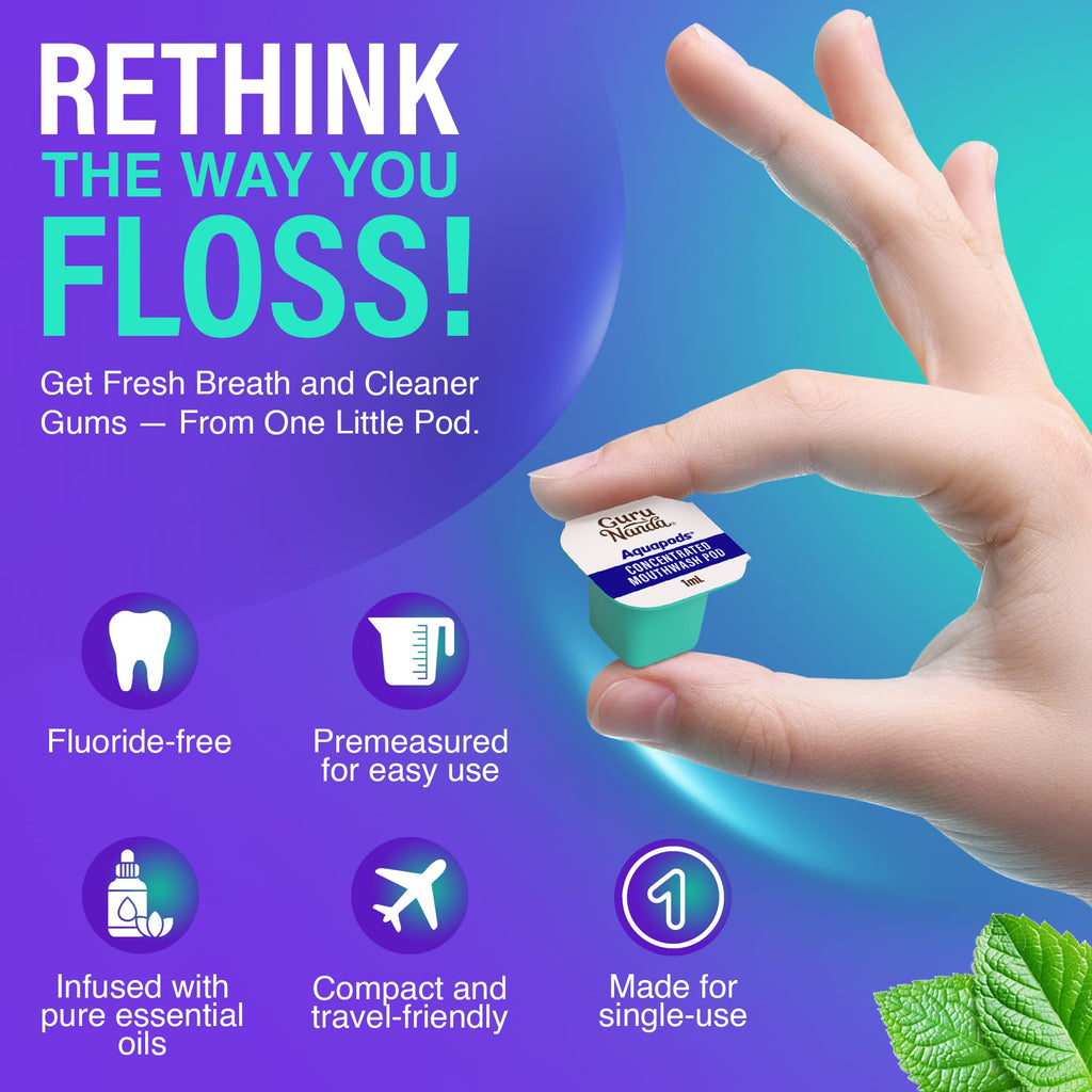 GuruNanda Aqua Pods - Pre-Measured Mouthwash for Water Flosser 4.0 (Fluoride & Alcohol-Free)
