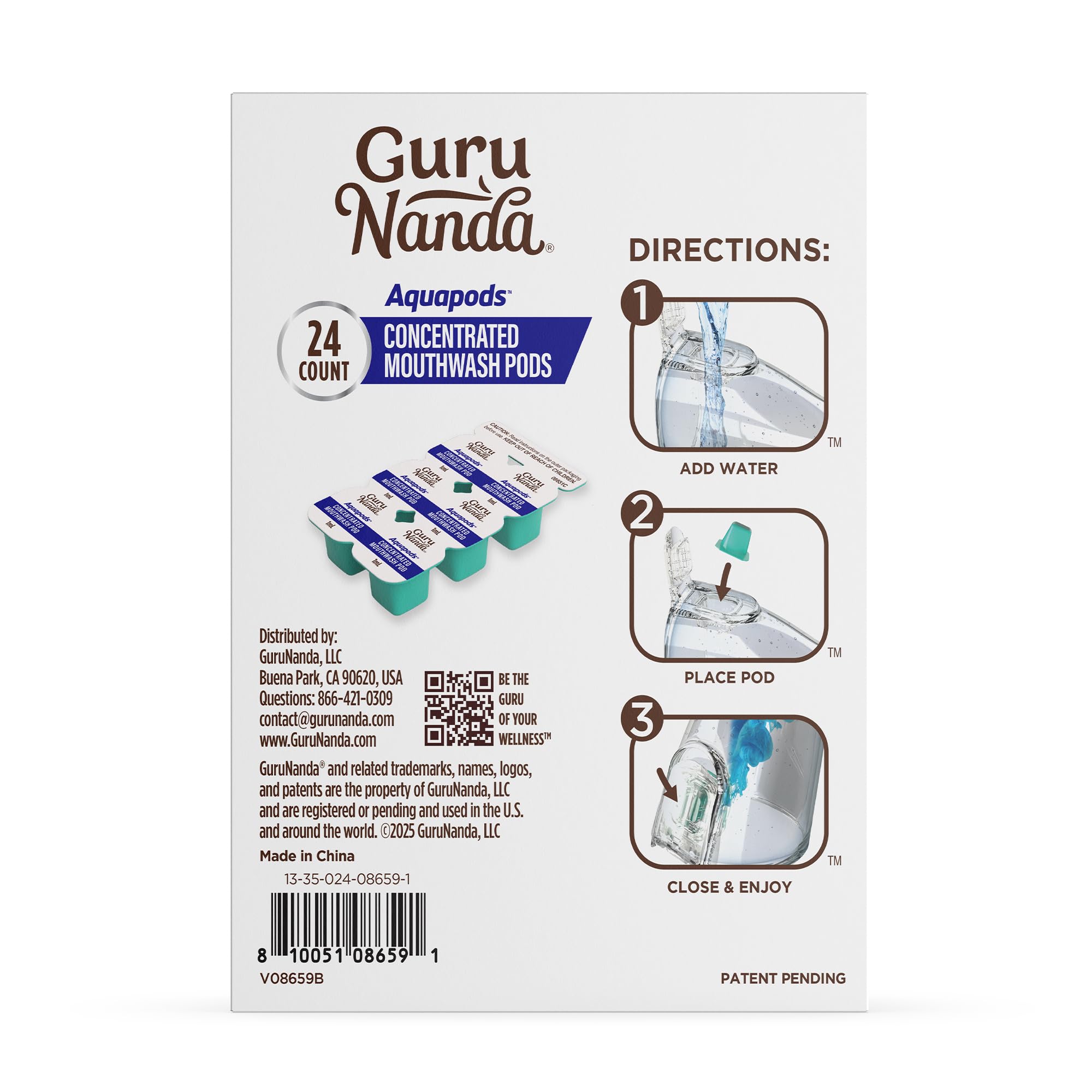 GuruNanda Aqua Pods - Pre-Measured Mouthwash for Water Flosser 4.0 (Fluoride & Alcohol-Free)