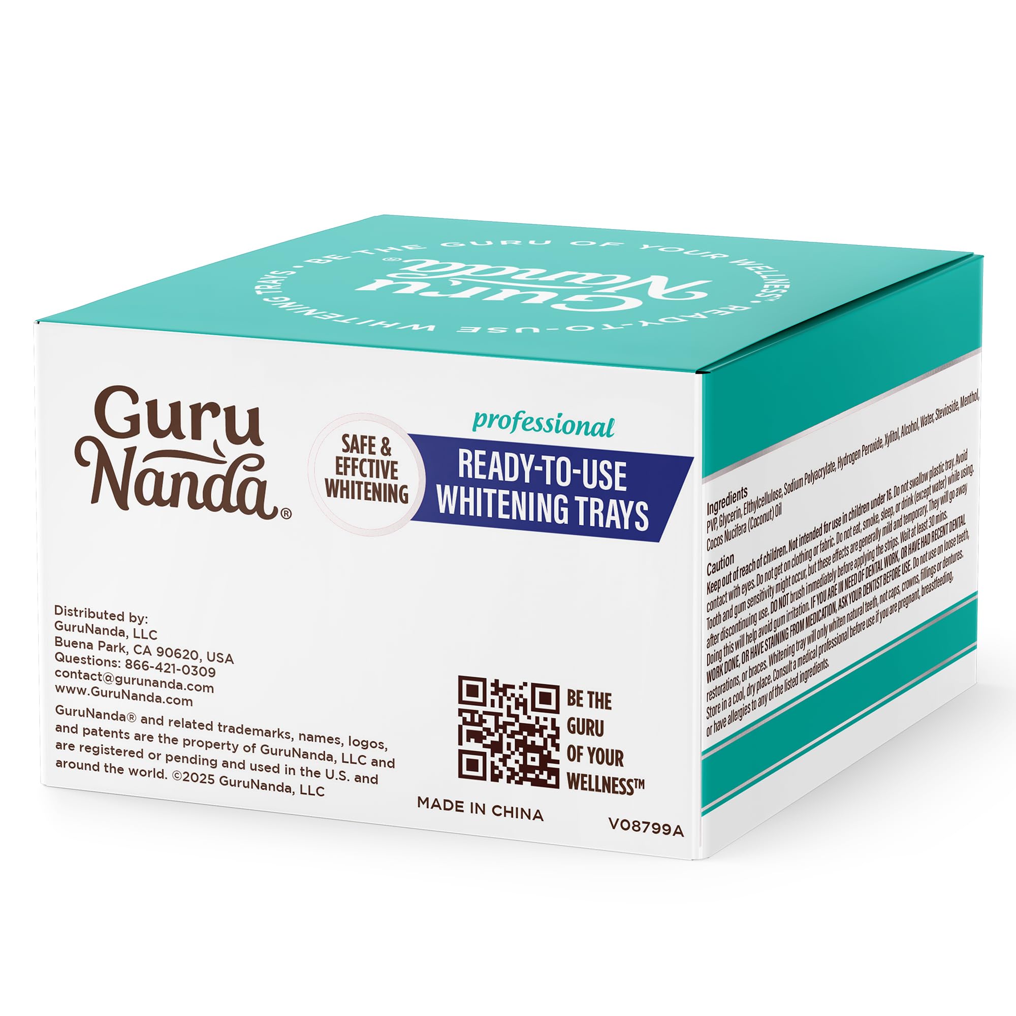 GuruNanda Ready-to-Use Prefilled Whitening Trays – 7 Treatments, 8% Hydrogen Peroxide