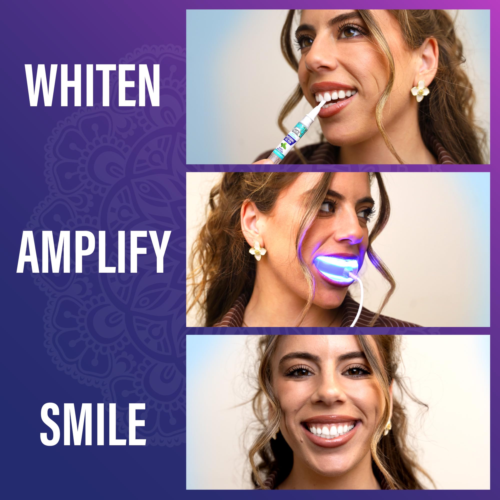 GuruNanda Premium Teeth Whitening Kit with Wired LED Light & Whitening Pen, Works with iPhone & Android