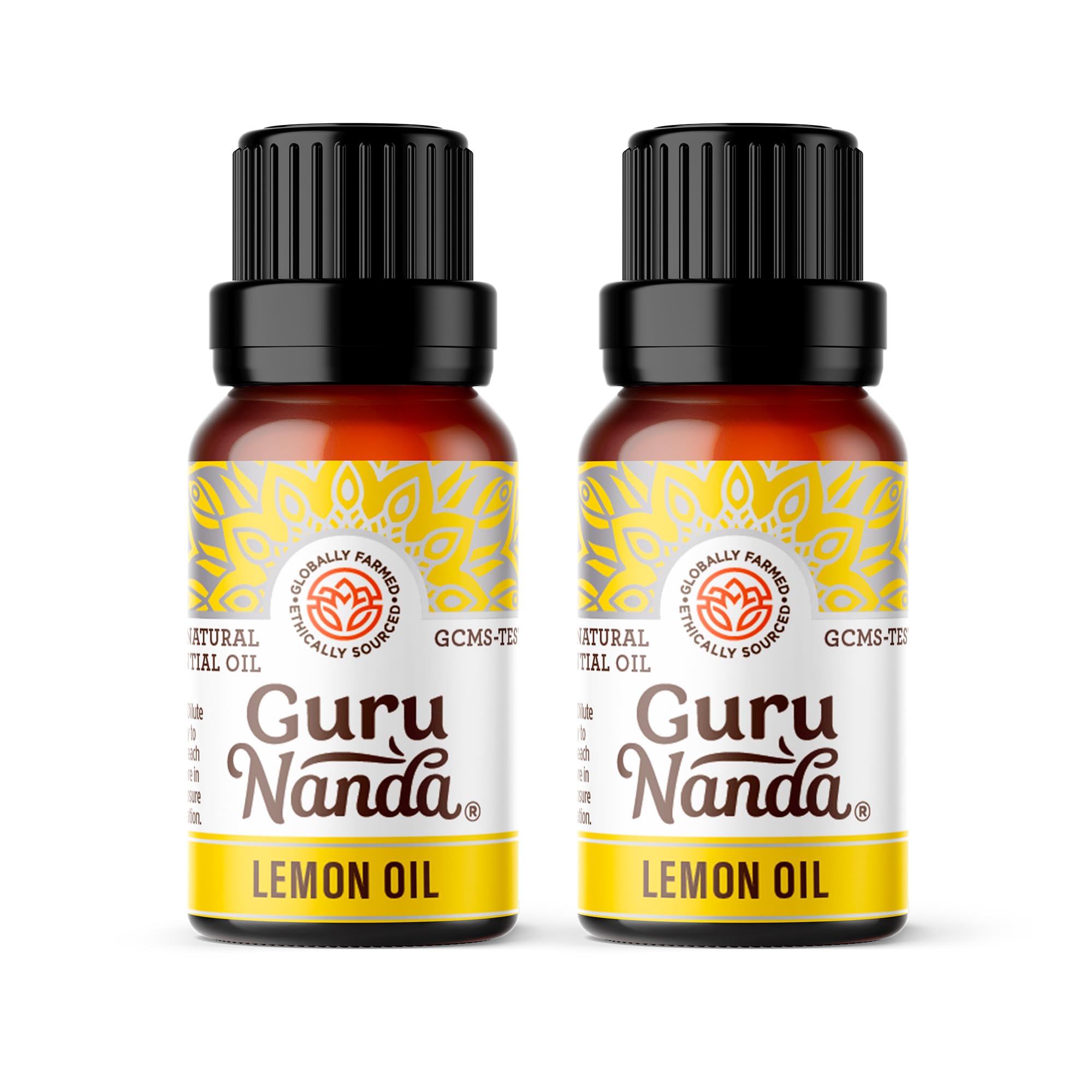GuruNanda Lemon Essential Oil - 100% Pure, Undiluted Citrus Aroma (2x0.5 oz)