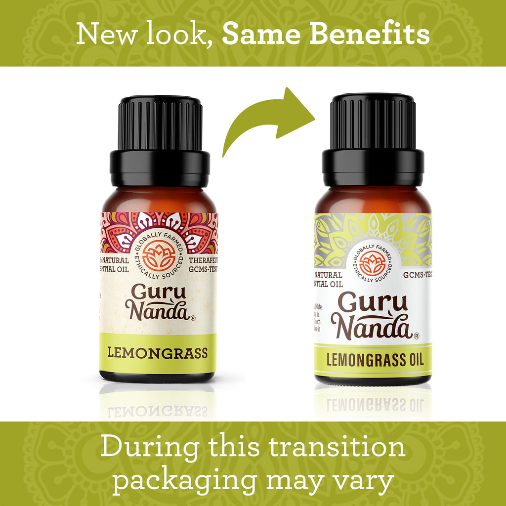 GuruNanda Lemongrass Essential Oil – 100% Pure & Undiluted (2x0.5 fl oz)