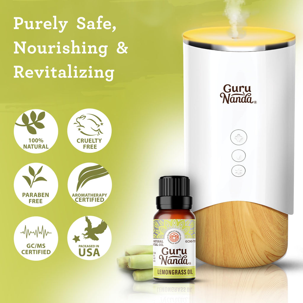 GuruNanda Lemongrass Essential Oil – 100% Pure & Undiluted (2x0.5 fl oz)