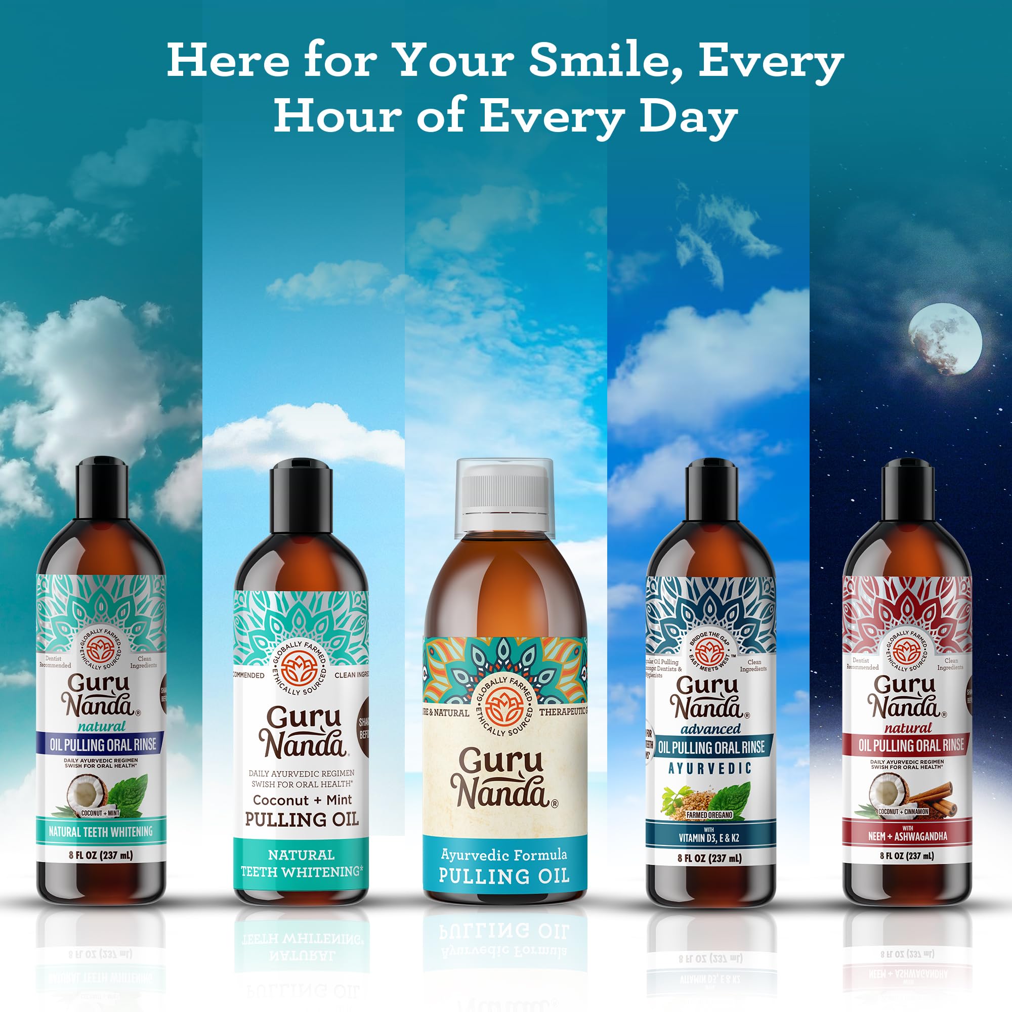 GuruNanda Original Oil Pulling Mouthwash 3-Pack – Coconut & Sesame Oils, Alcohol-Free