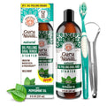 GuruNanda Starter Pulling Oil Mouthwash – Coconut & Peppermint, Alcohol-Free, 8 oz with Toothbrush & Tongue Scraper