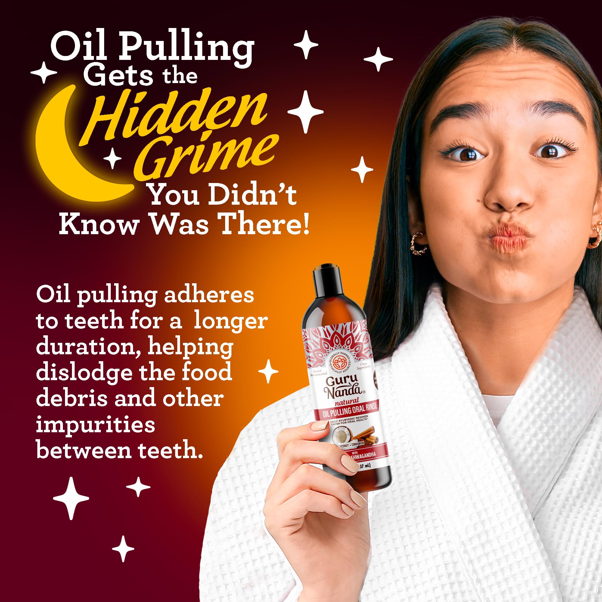 GuruNanda Cinnamon Oil Pulling Mouthwash with Neem & Ashwagandha – Alcohol-Free (8 oz)