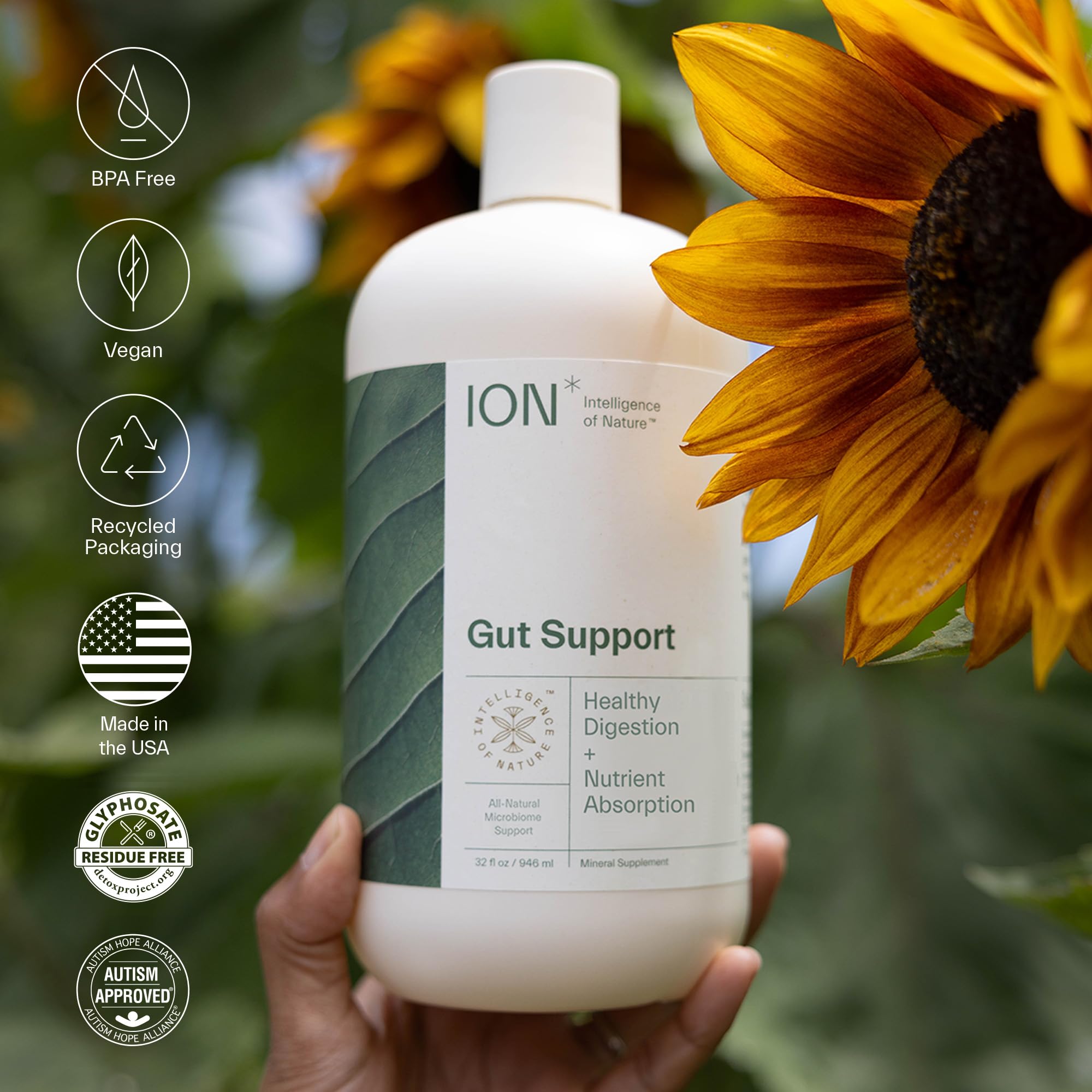 ION Gut Support Liquid – Digestive Health & Detox Drops with Humic Extract | 8 fl oz