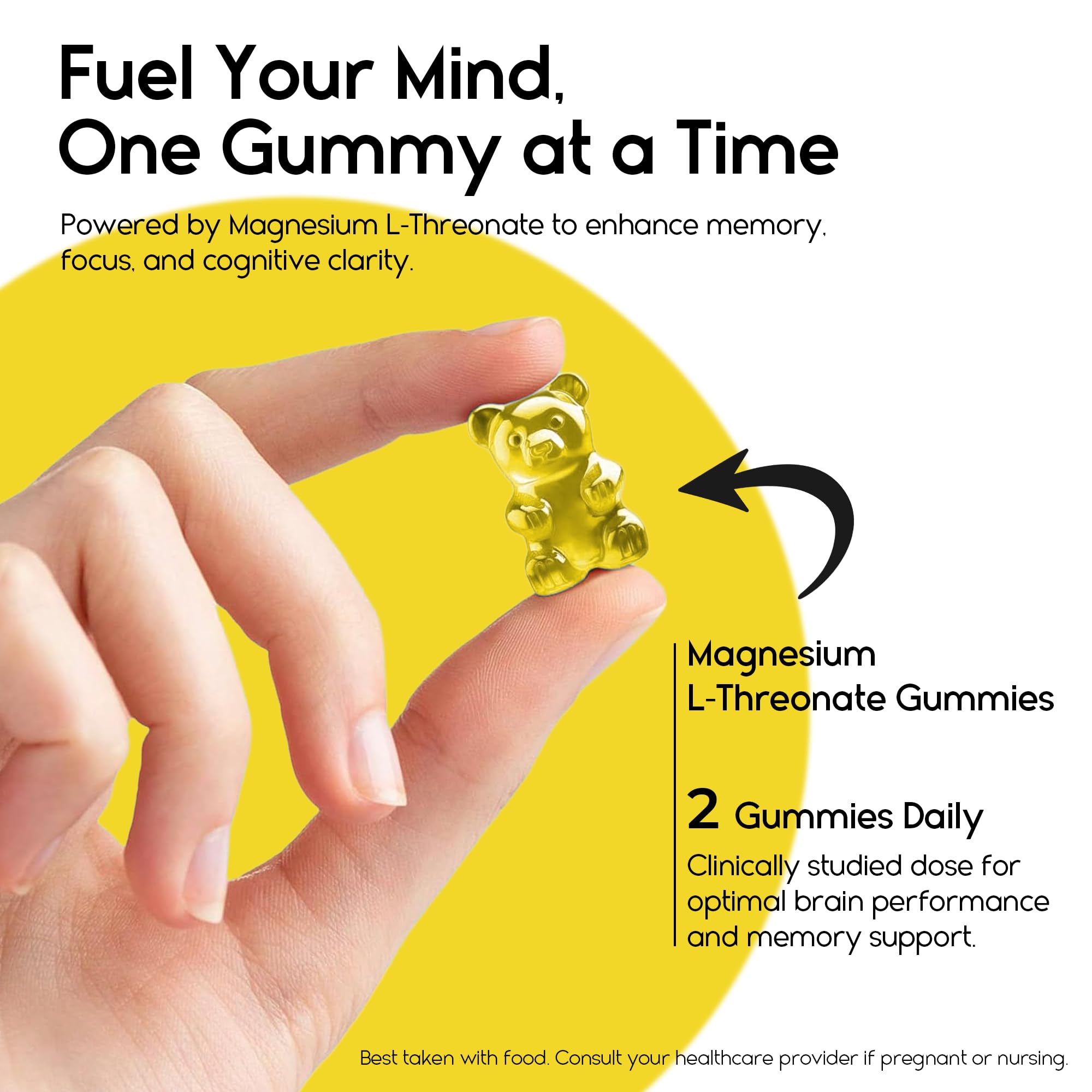 Magnesium L-Threonate Gummies – Brain Support, Sleep & Focus | Pineapple 60 Count