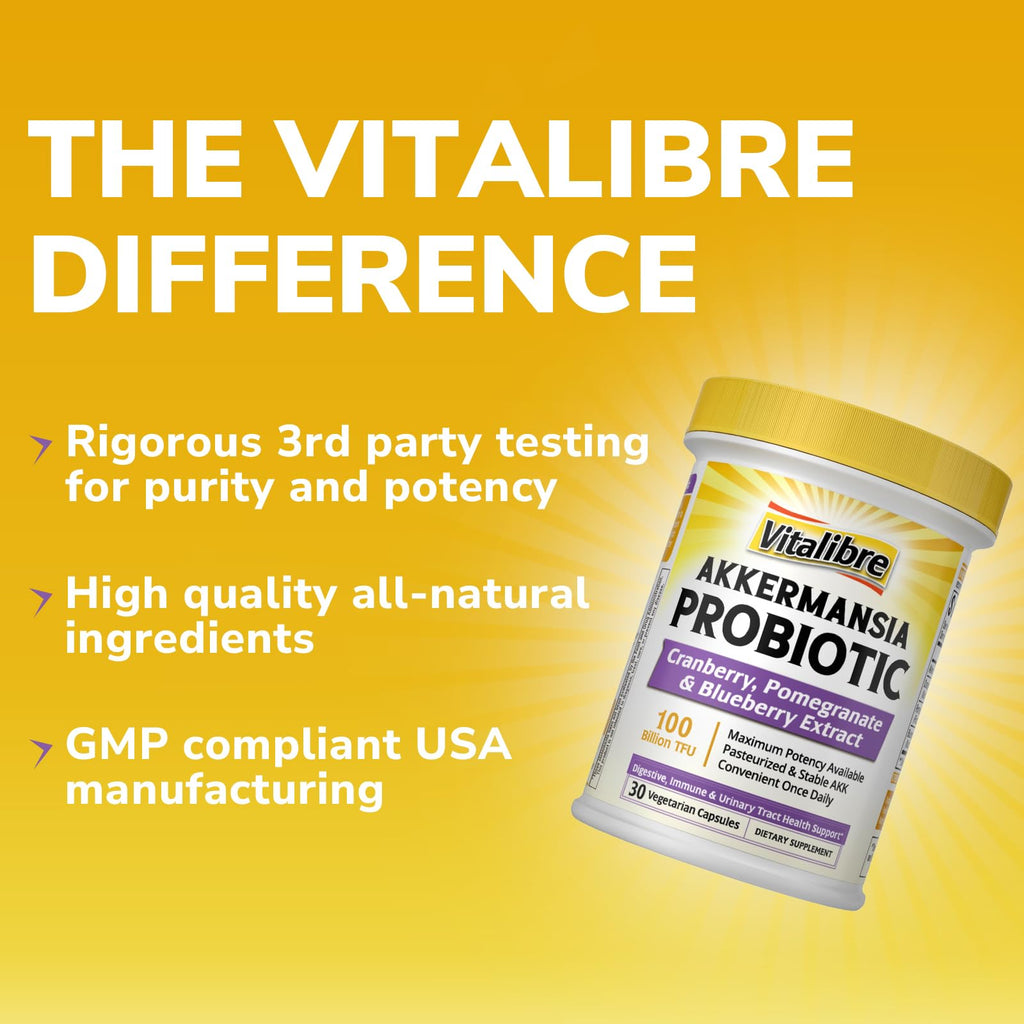 Vitalibre Akkermansia Probiotics 100B TFU - Pasteurized Muciniphila + Cranberry