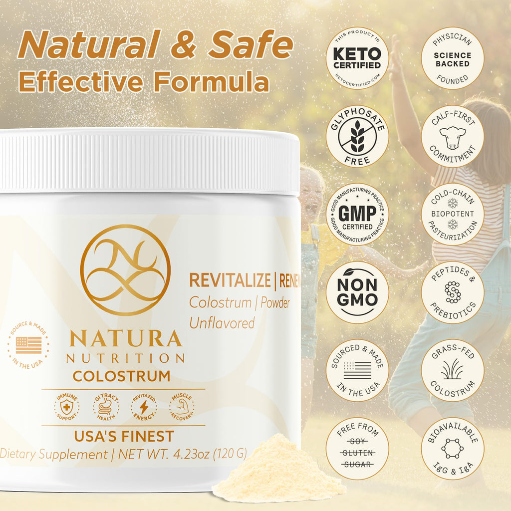 Grass-Fed Bovine Colostrum Powder - 60 Servings | Pure First-Milking IgG 25% | USA Sourced
