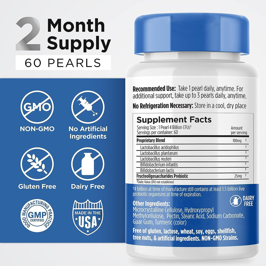 Earth's Pearl Probiotics - 4B CFU, Pearl-Shaped for Women, Men & Kids