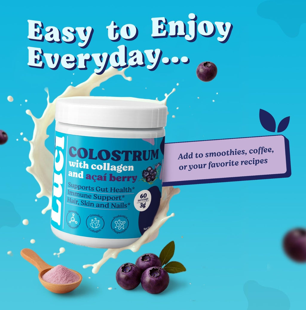 LUCI Colostrum, Collagen & Acai Powder | Gut Health, Immunity, Skin