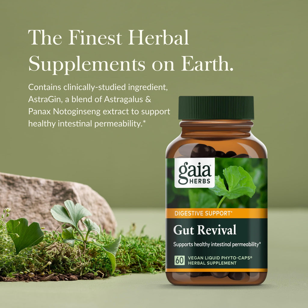 Gaia Herbs Gut Revival - Herbal Digestive Support for Gut Health | 60 Vegan Capsules | Free from Dairy, Soy & Gluten