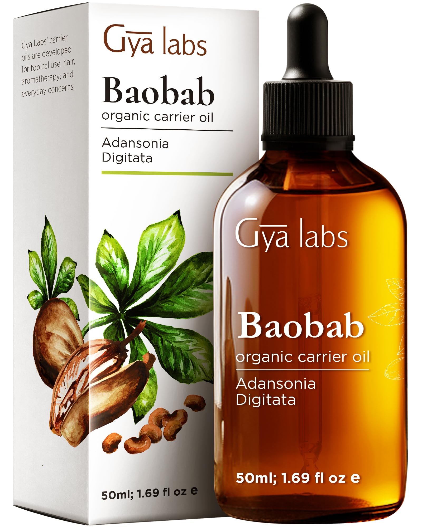 Gya Labs Baobab Carrier Oil – 1.7 Fl Oz for Hair, Skin, Face, Scalp & Body