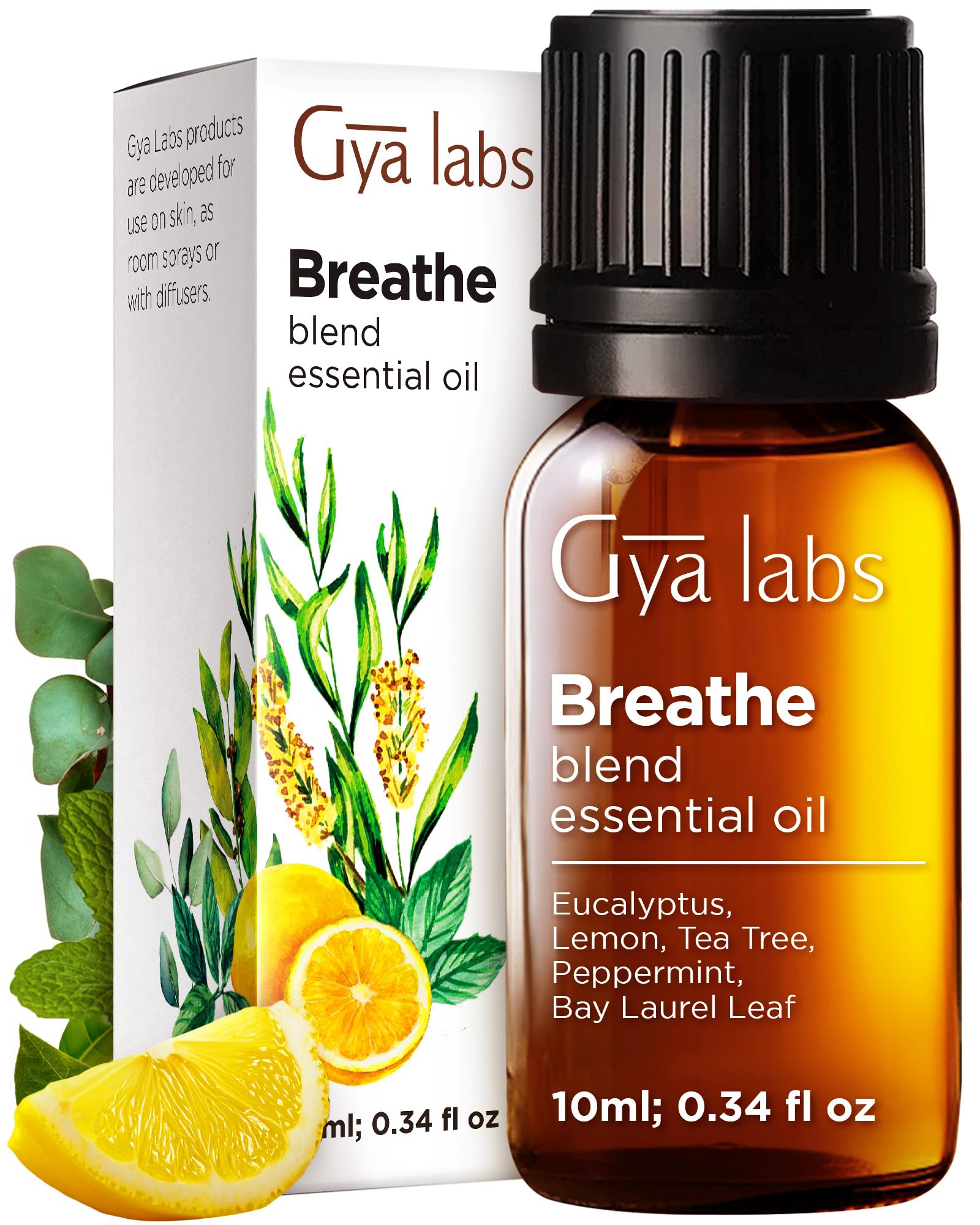 Gya Labs Breathe Essential Oil Blends – 100% Pure Breathe Easy Oil for Diffusers & Humidifiers (0.34 fl oz)