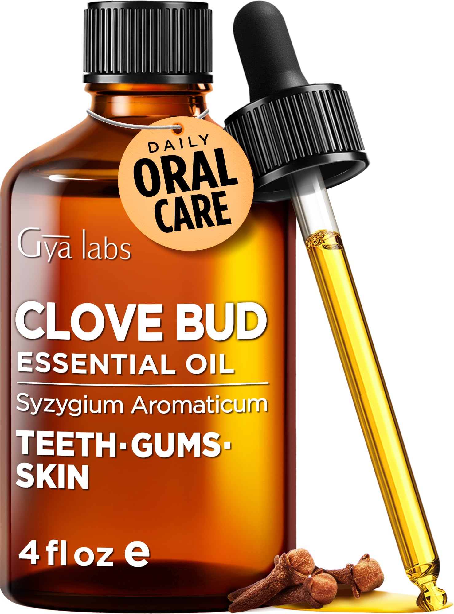 Gya Labs Clove Bud Essential Oil - 4 Fl Oz | 100% Pure Clove Bud Oil for Hair, Skin, Teeth & Gums, Diffuser & Candle Making