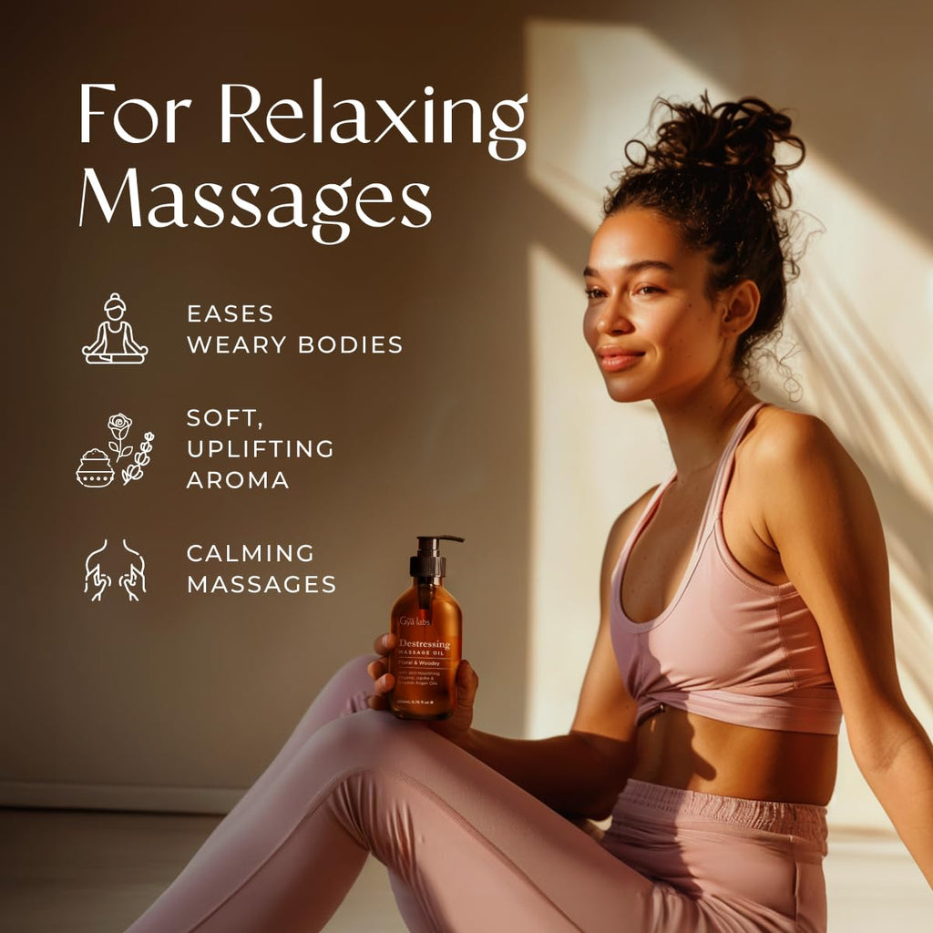 Gya Labs Destressing Massage Oil - 6.76 fl oz | Non-Greasy Sore Muscle Relief