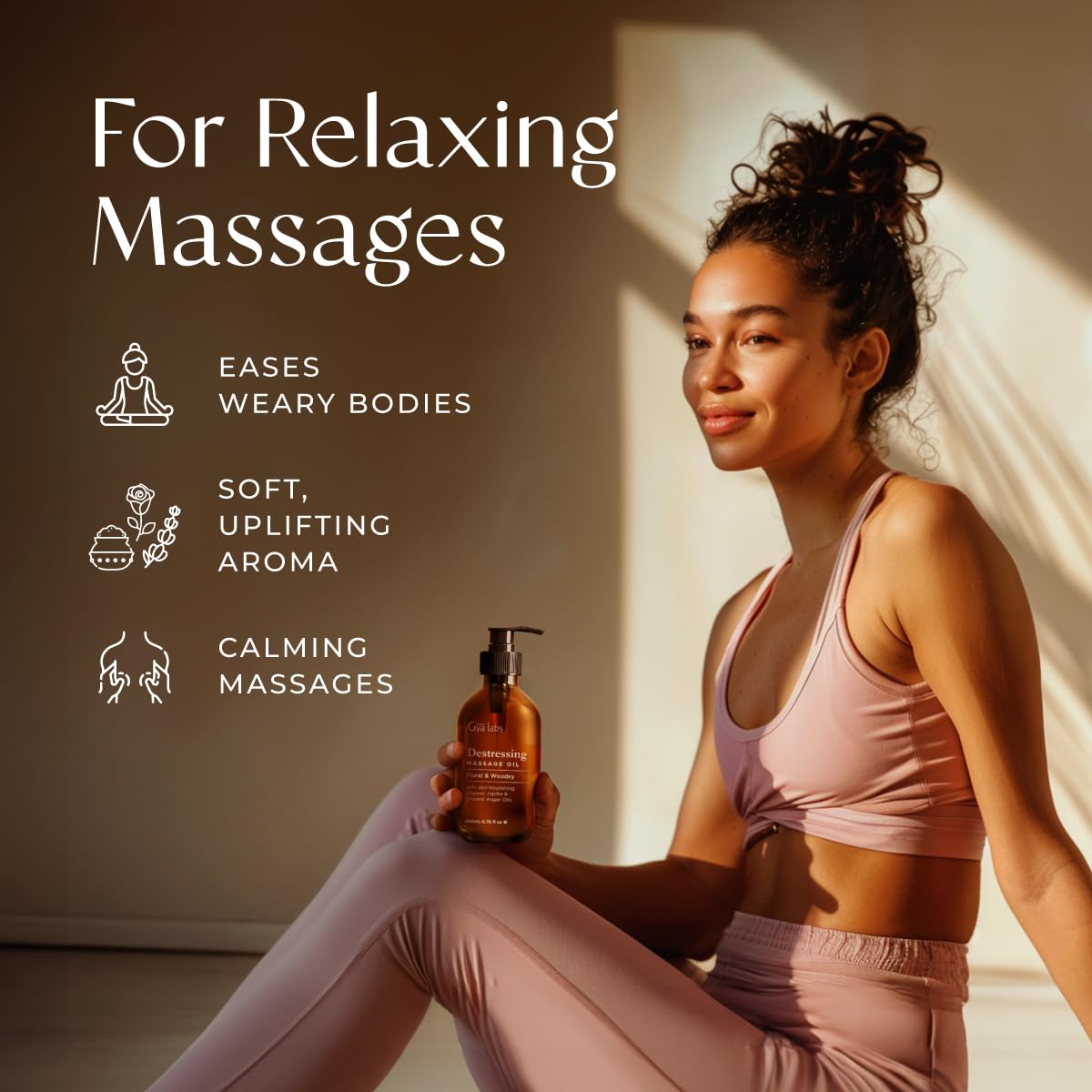 Gya Labs Destressing Massage Oil - 6.76 fl oz | Non-Greasy Sore Muscle Relief