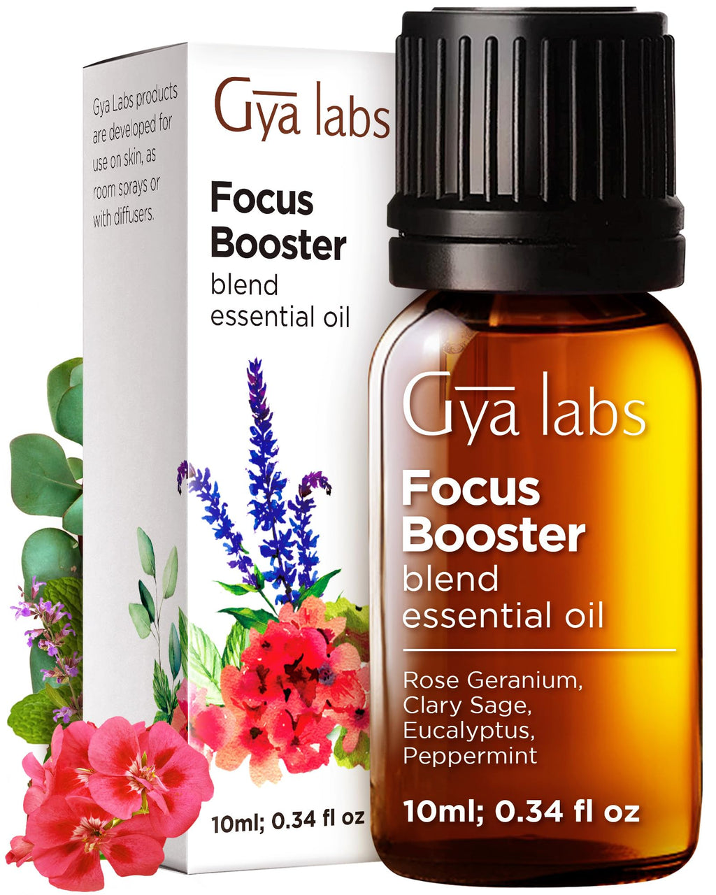 Gya Labs Focus Booster Essential Oil Blend – Fresh Mint Scent (0.34 fl oz)