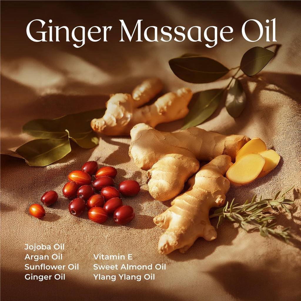 Gya Labs Ginger Massage Oil 8.45 oz – 100% Pure & Natural, Arnica & Vitamin E, Roller Ball