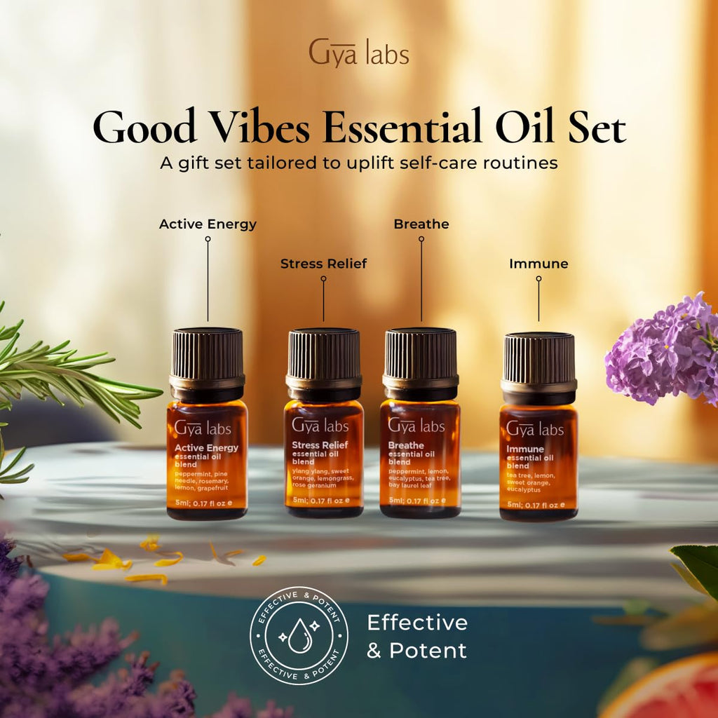 Gya Labs Good Vibes Essential Oil Set (0.17 Fl Oz×8) – Diffuser, Aromatherapy & DIY Candle Scents