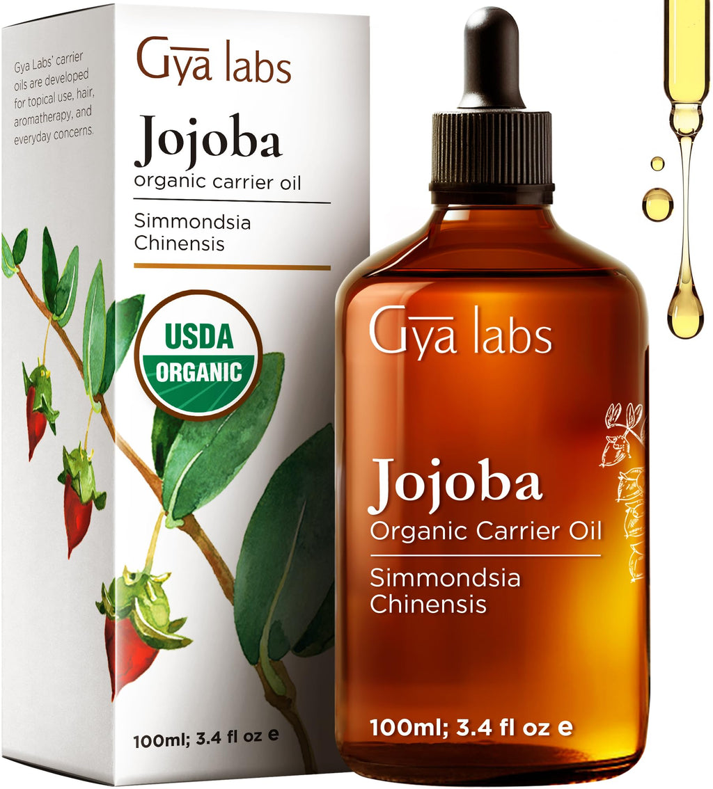 Gya Labs Jojoba Carrier Oil 3.4 fl oz – For Hair, Skin, Face & Body Massage