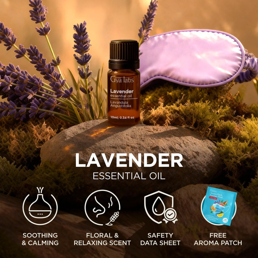 Gya Labs Lavender Essential Oil 0.34 fl oz | Premium Grade for Diffuser, Aromatherapy, Skin & Hair Care, Body Massage & DIY Candles