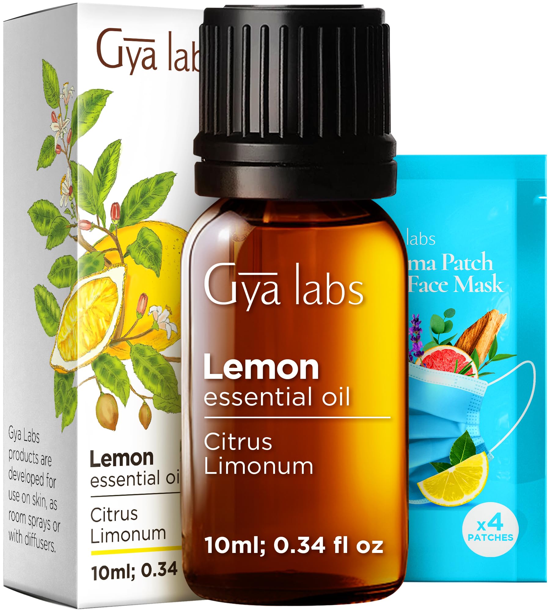 Gya Labs Lemon Essential Oil - 0.34 Fl Oz | Pure Lemon Oil for Hair, Skin, Teeth & Gums, Diffuser