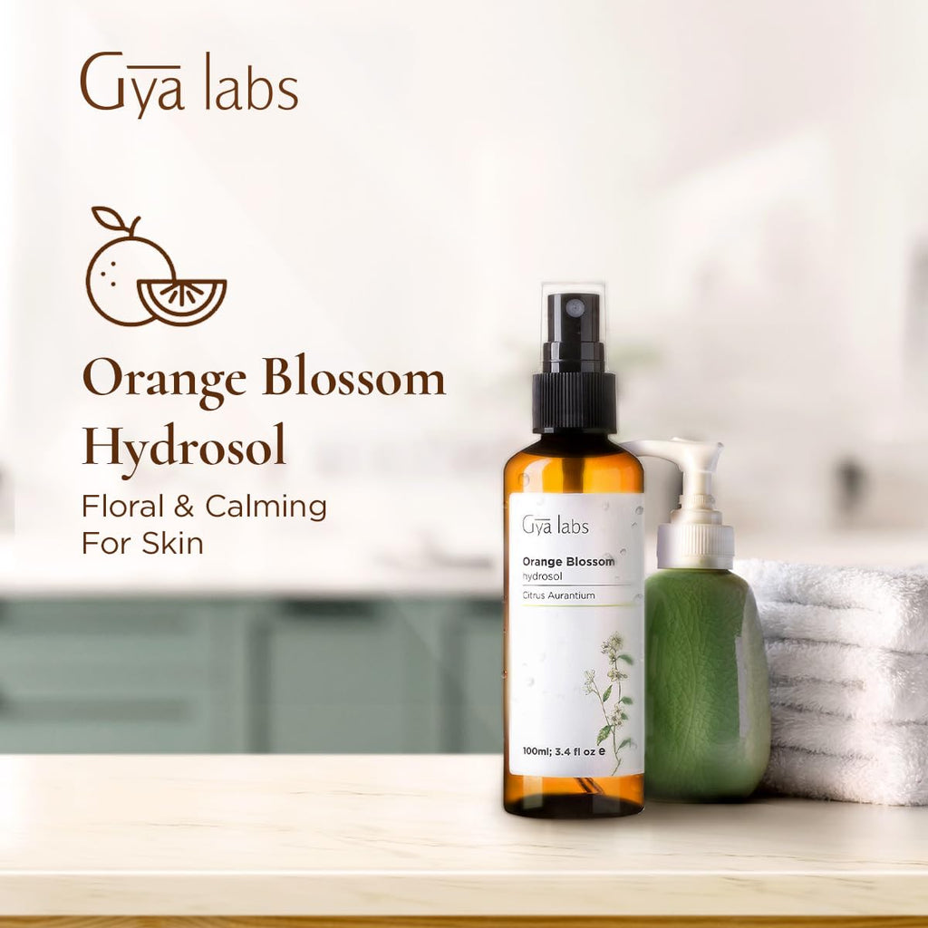 Gya Labs Orange Blossom Hydrosol – 3.4 Fl Oz | Face & Body Mist, Hair Refresher, Pillow & Linen Spray