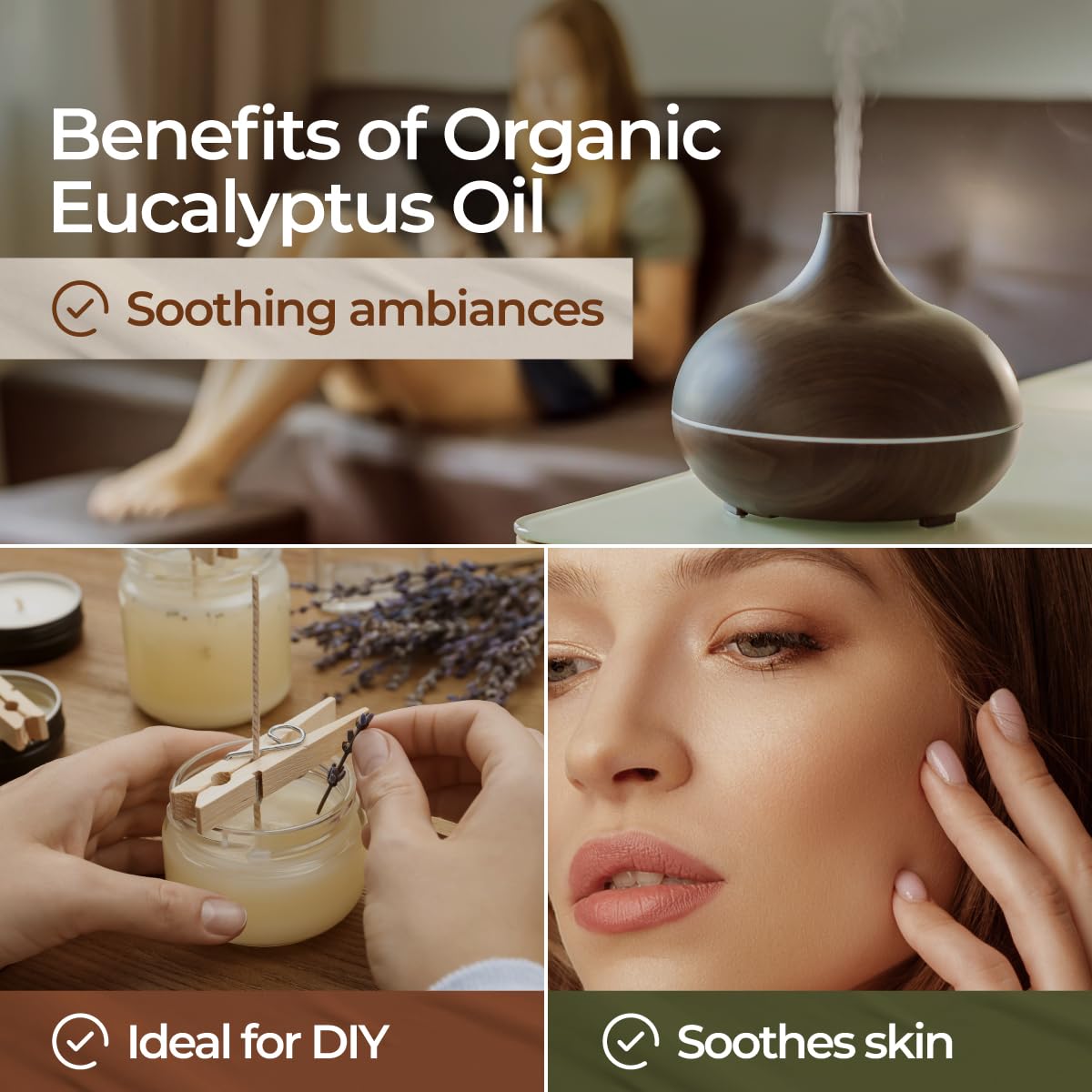 Gya Labs Organic Eucalyptus Essential Oil 0.34 fl oz – Skin, Hair, Diffuser