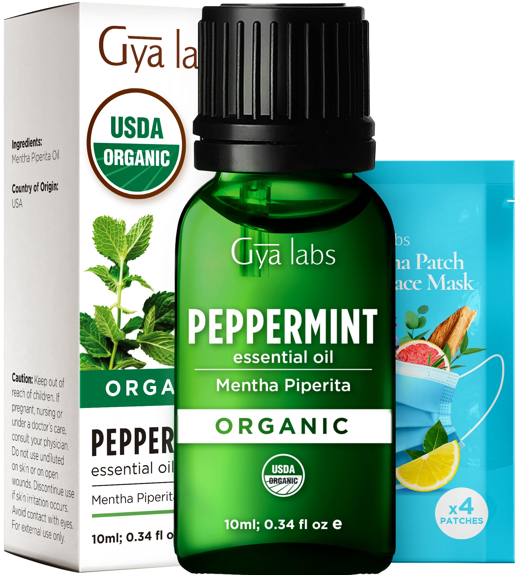 Gya Labs Organic Peppermint Essential Oil - 0.34 fl oz | Diffuser, Skin, Hair, Aromatherapy