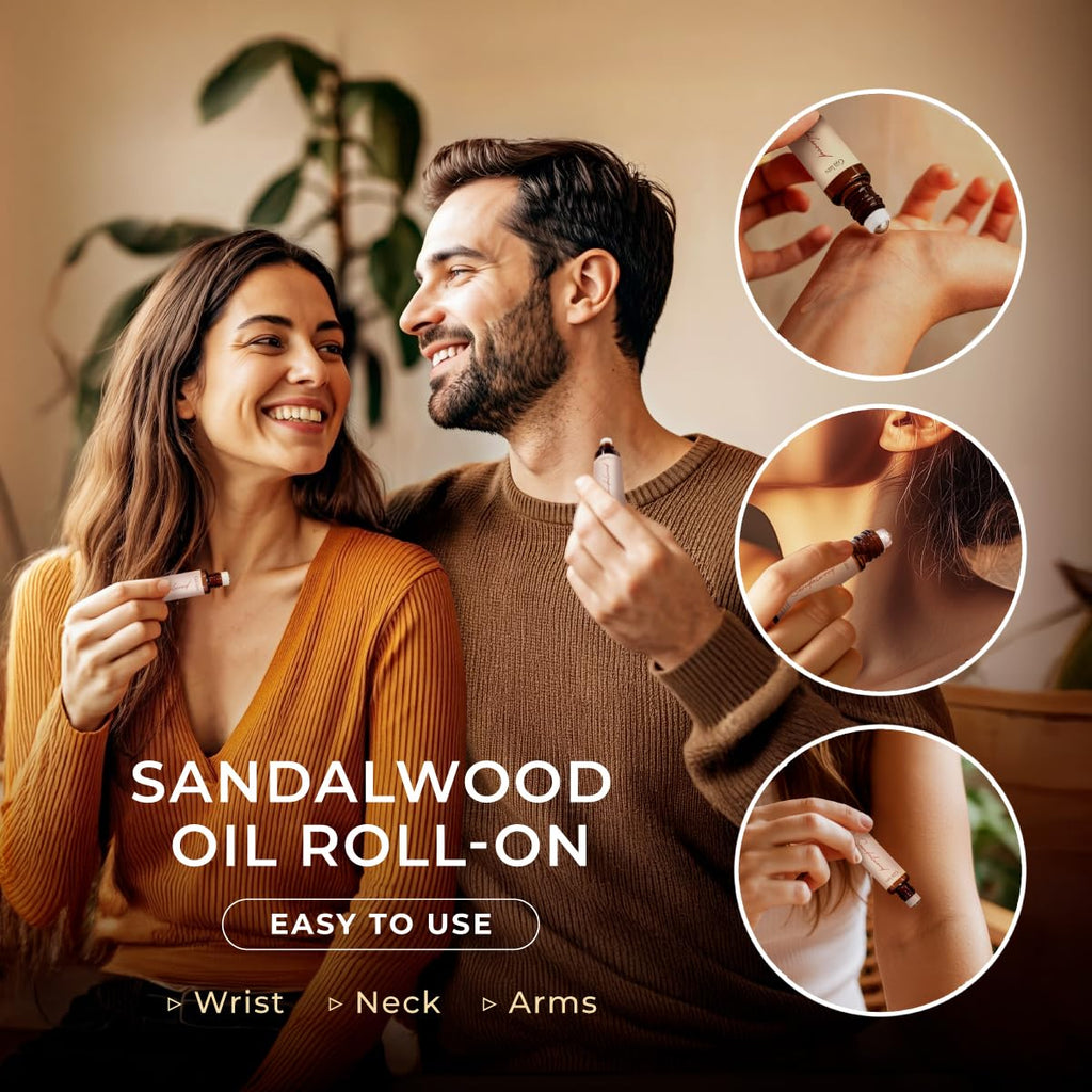 Gya Labs Sandalwood Essential Oil Roll-On – 0.34 fl oz Travel Size for Skin & Aromatherapy