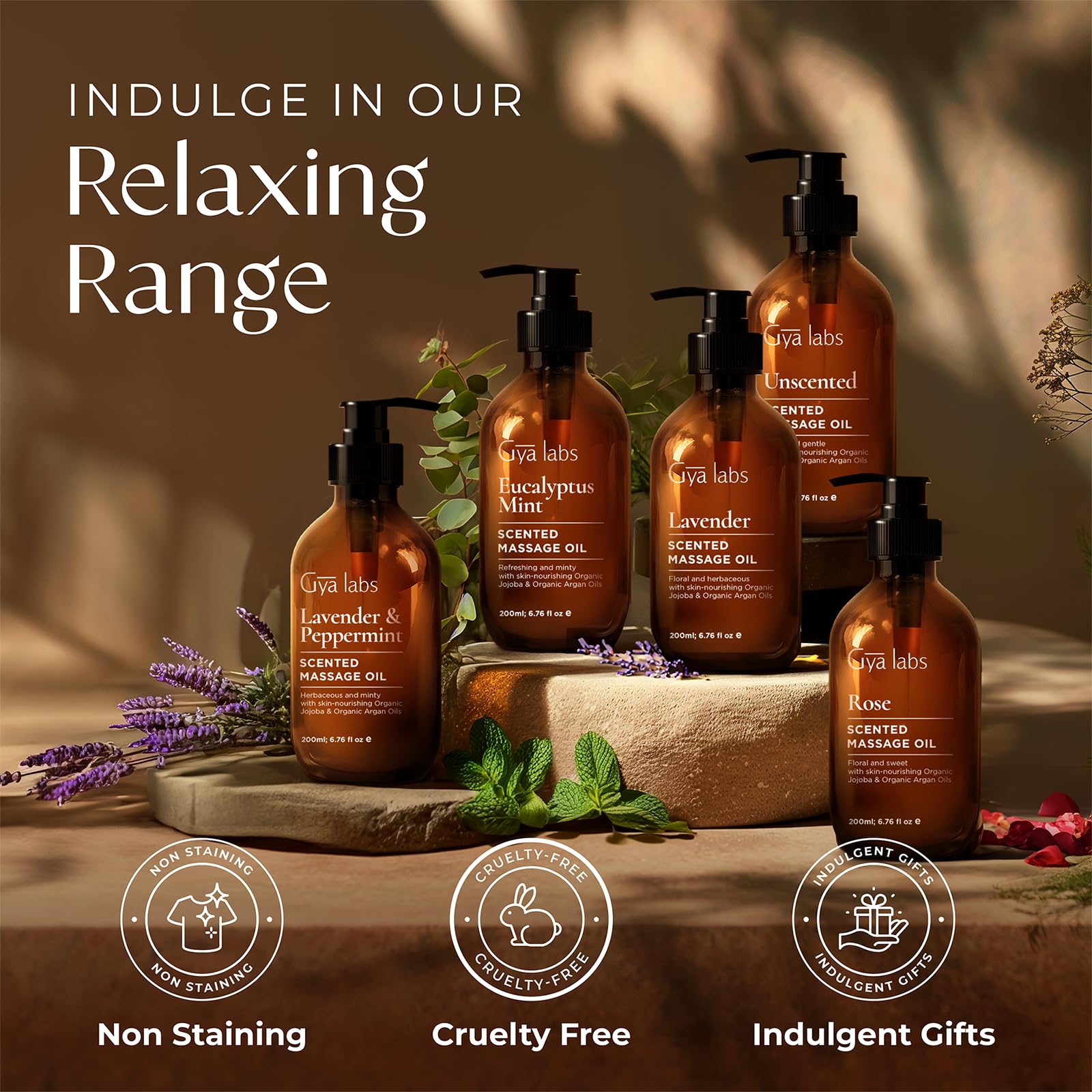 Gya Labs Soothing Massage Oil – 6.76 Fl Oz | Non-Greasy Formula for Sore Muscles & Deep Relaxation