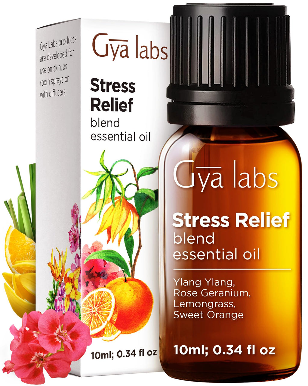 Gya Labs Stress Relief Essential Oil Blend – Diffuser & Aromatherapy, 0.34 Fl Oz