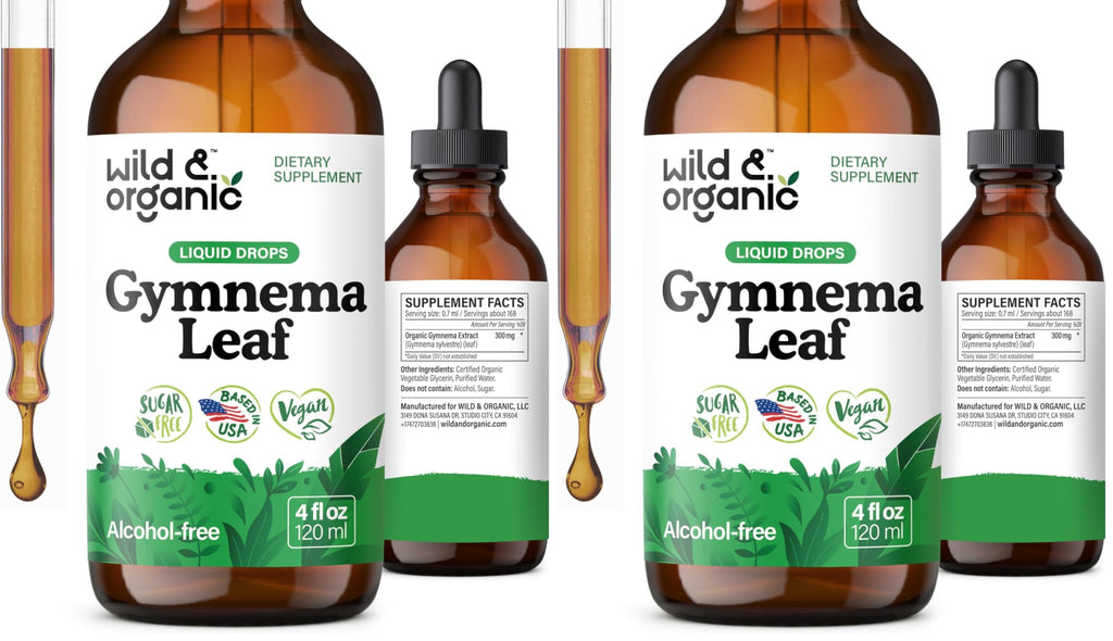 Wild & Organic Gymnema Sylvestre Extract Drops – Sugar-Free, Alcohol-Free, Vegan (2 x 4 oz)