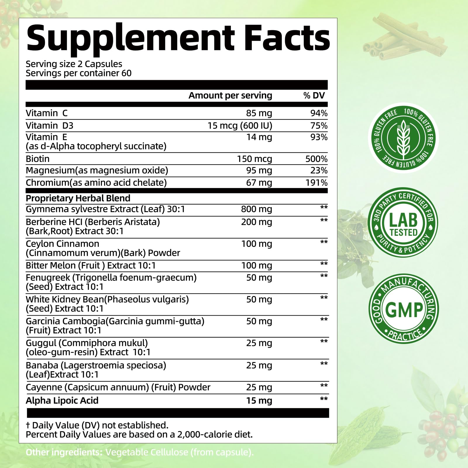 Gymnema Sylvestre 24,000 mg | 17-in-1 Herbal Complex with Berberine, Cinnamon & Chromium