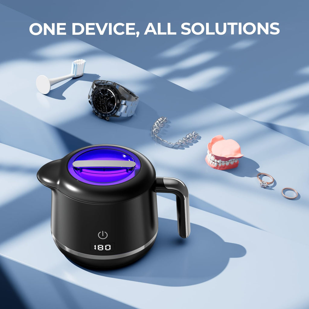 GYNHD Ultrasonic Retainer Cleaner – 45kHz, 200ml, 5 Modes, Bright Black