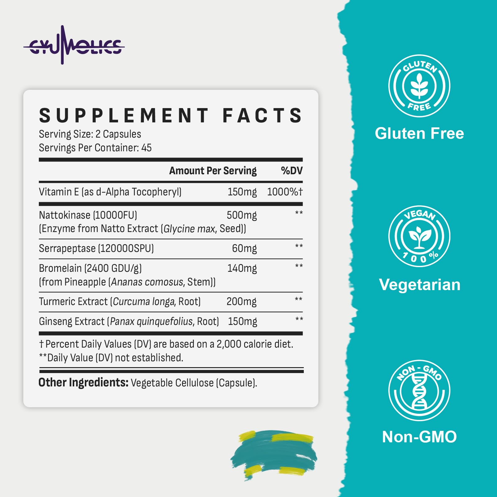 Gyumolics Nattokinase 10000FU – Organic Enzyme Blend for Movement Comfort, 180 Capsules