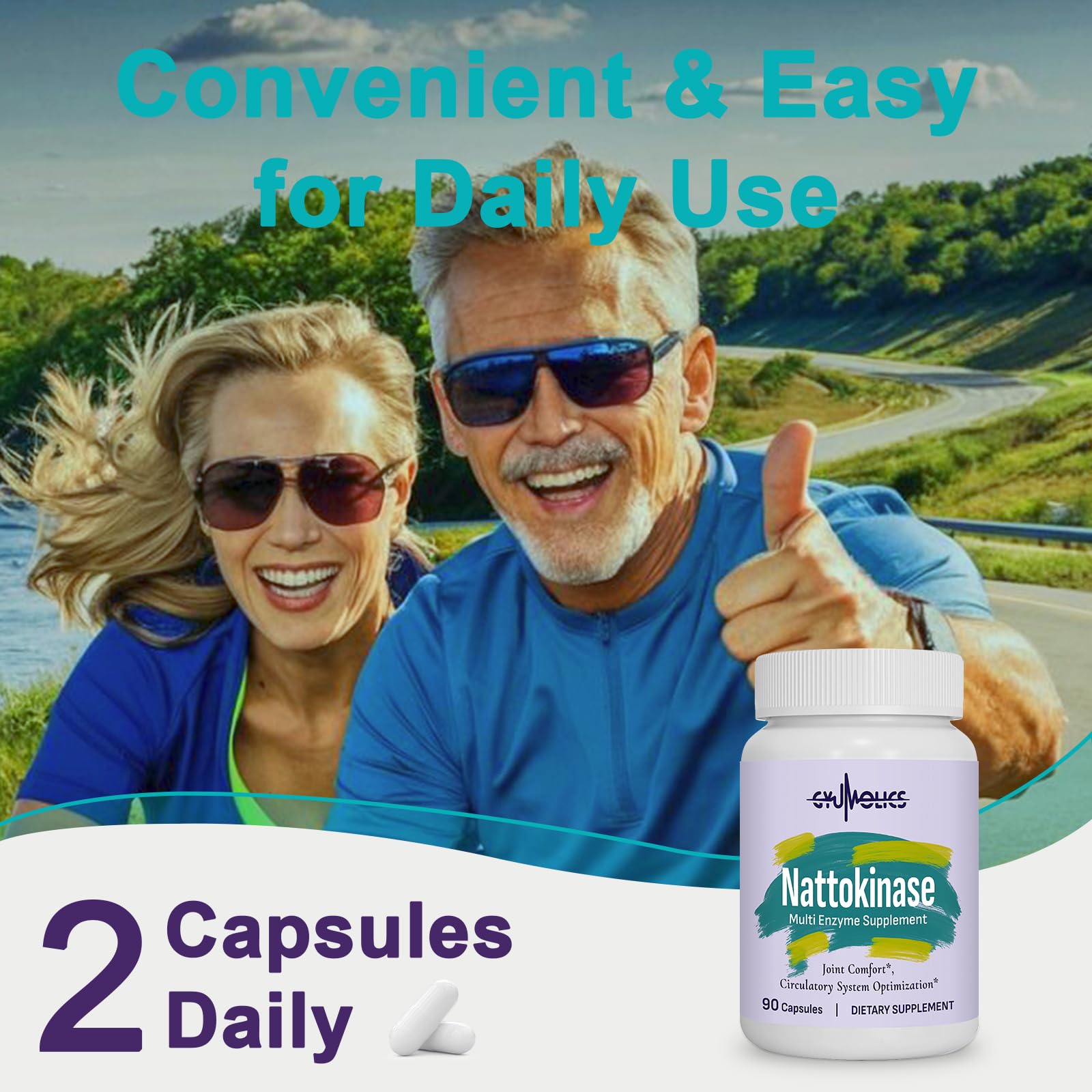 Gyumolics Nattokinase 10000FU Supplement – Organic Enzymes, Serrapeptase, Bromelain, Curcumin, Vitamin E & Ginseng, 90 Capsules