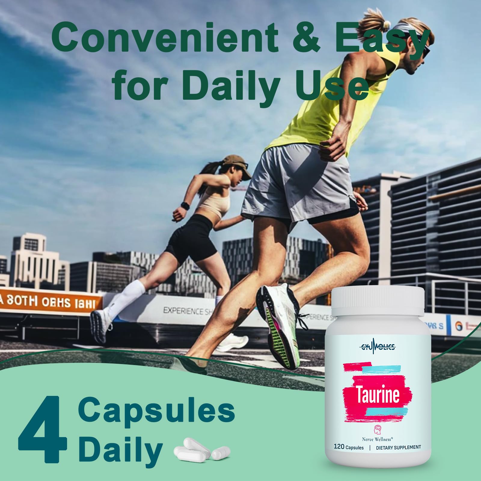 Gyumolics Taurine 2000mg – 5-in-1 Plant-Based Amino Acid Supplement (L-Theanine, Myo-Inositol, B6 & B12)