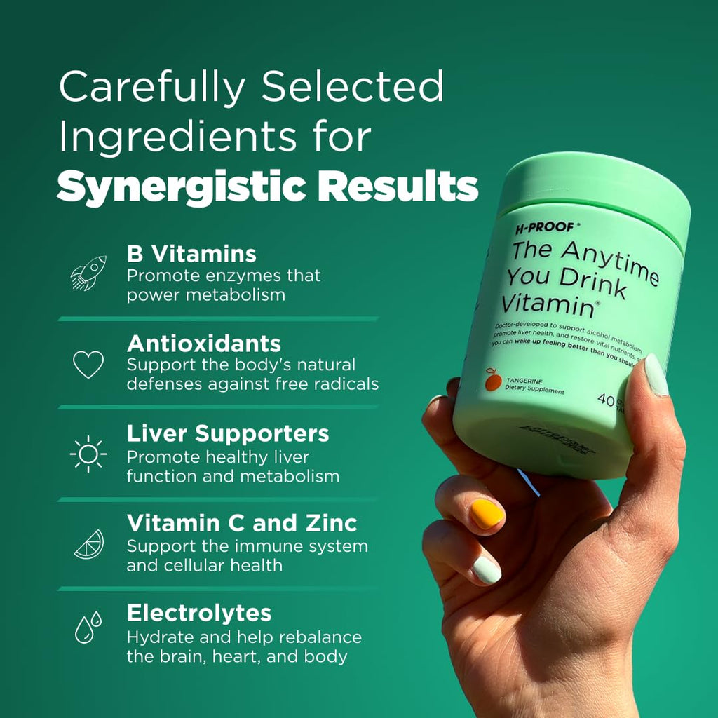H-PROOF The Anytime You Drink Vitamin – 40 Chewables, Vegan, Lemonade